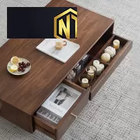 BÀN TRÀ GỖ SỒI CÓ TỦ KÉO TIỆN LỢI